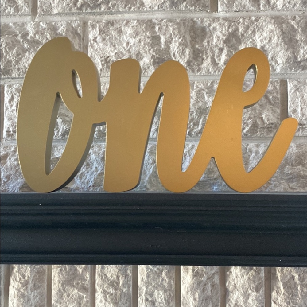 Gold Decorative 'One' Sign